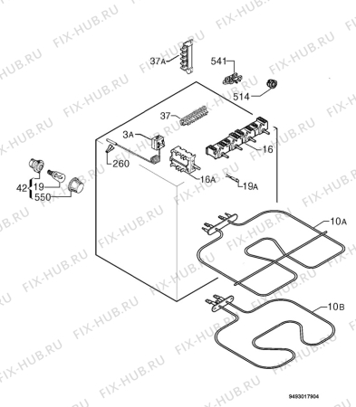 Взрыв-схема плиты (духовки) Zanussi ZOU344B - Схема узла Electrical equipment 268